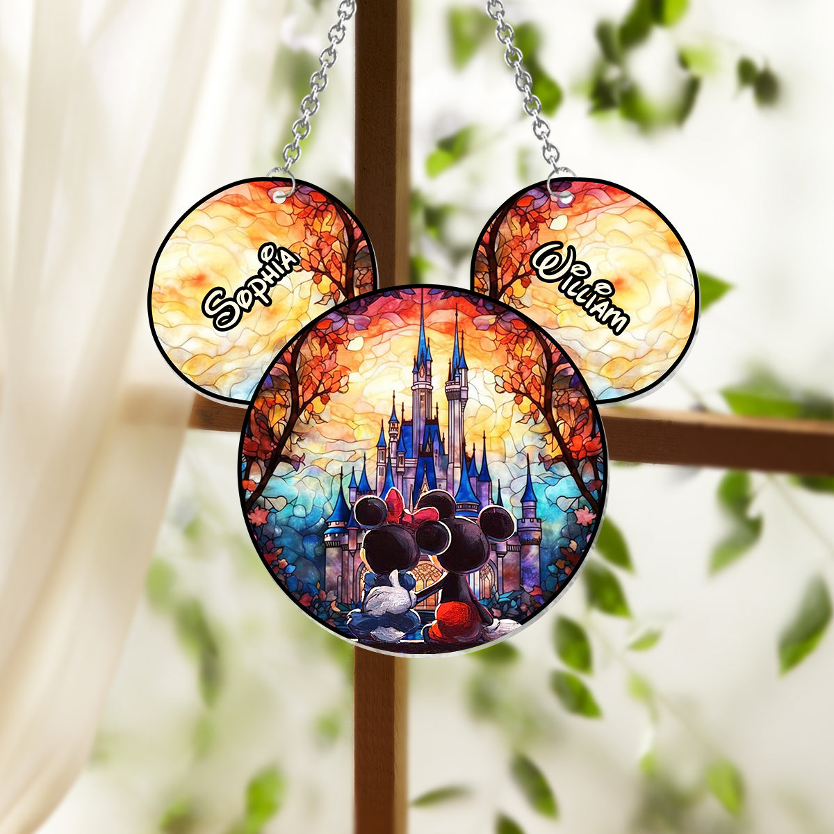 Personalized Disney Castle Suncatcher Ornament Gift for Couples
