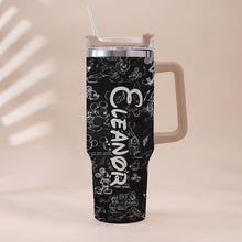 Load image into Gallery viewer, Personalized Black and White Mouse Tumbler with Handle Gift for Mom or Dad
