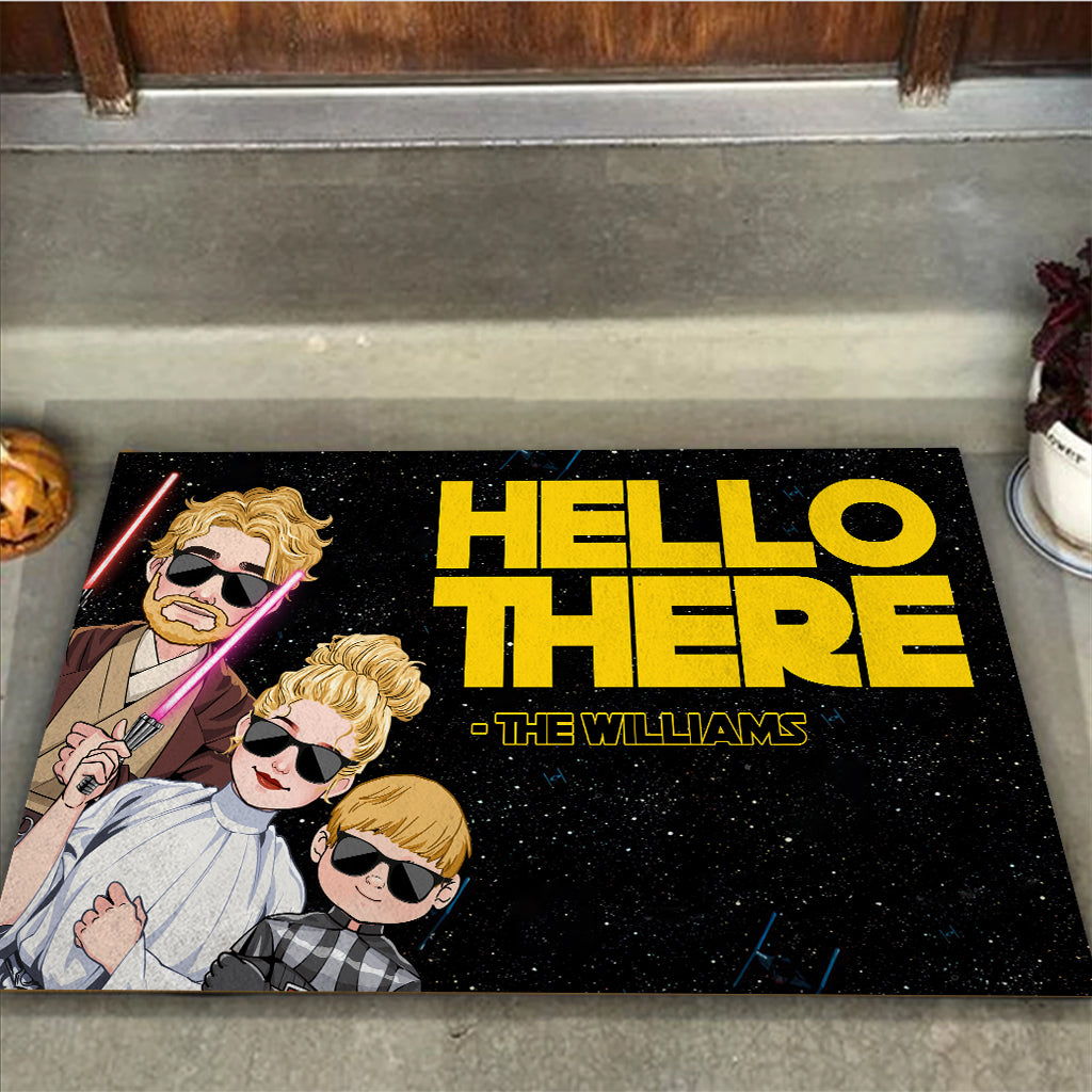Personalized Family Doormat Custom Name Hello There Gift