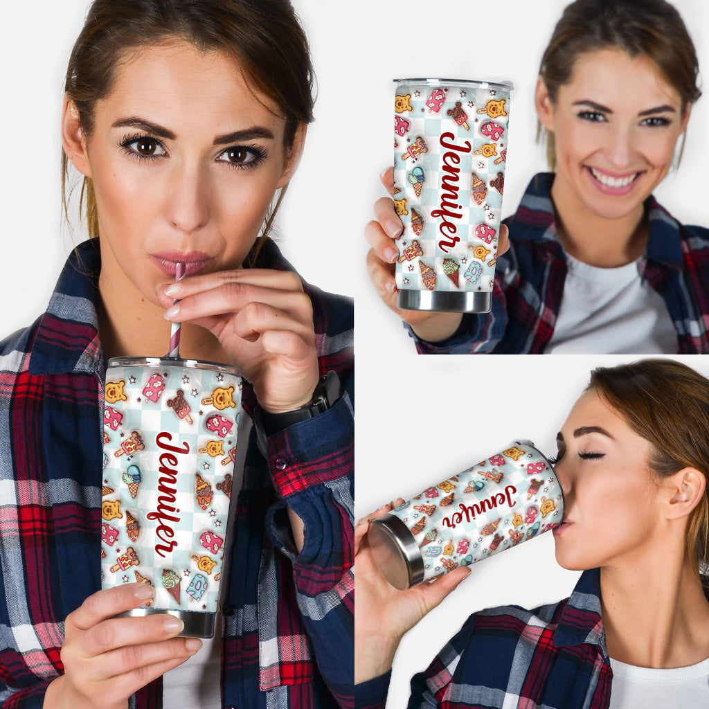 Personalized Tumbler with Snacks Design Custom Name Gift