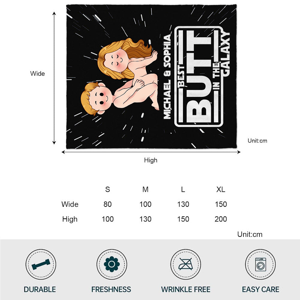 Personalized Best Butt in the Galaxy Blanket for Couples