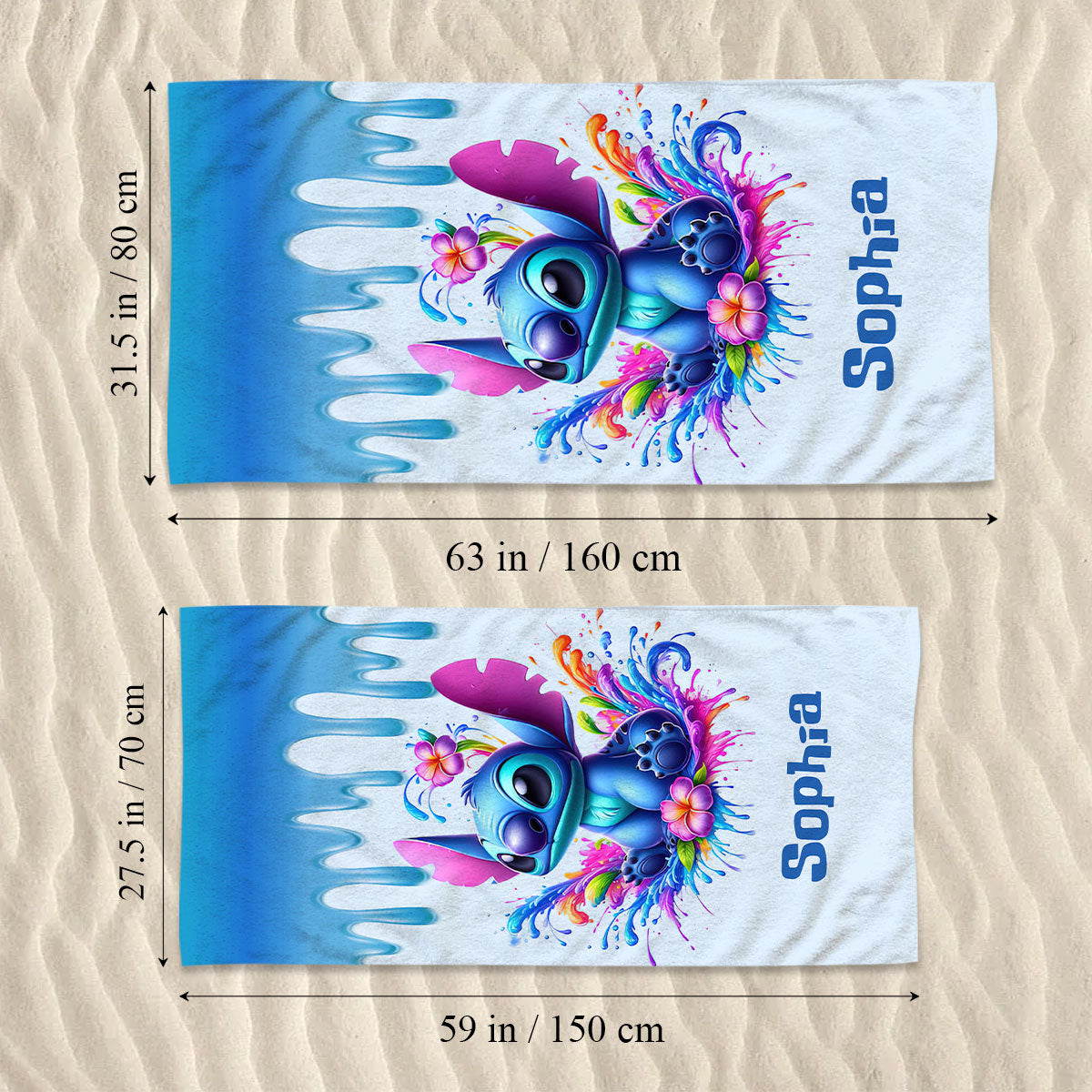 Personalized Ohana Beach Towel Custom Name Gift for Summer