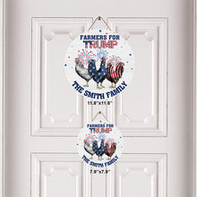 Load image into Gallery viewer, Personalized Round Wood Sign with Family Name &amp; Americana Design
