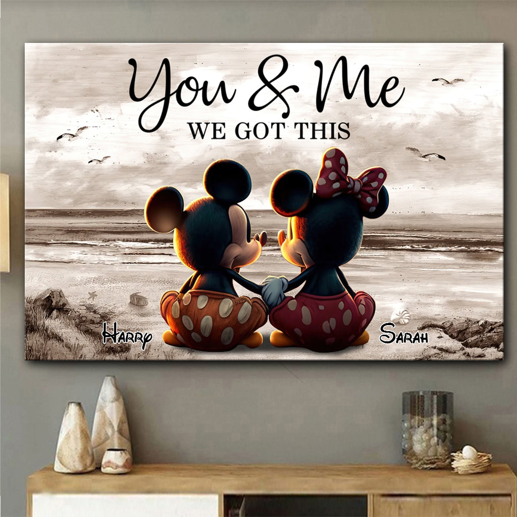 Personalized Couple Beach Scene Canvas Vintage Art Gift