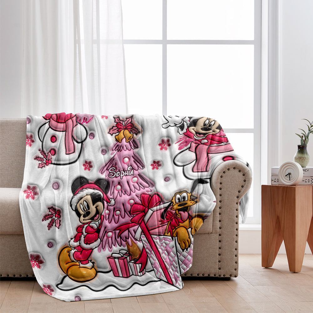 Personalized Let It Snow Mouse Blanket Custom Name Soft Flannel Gift