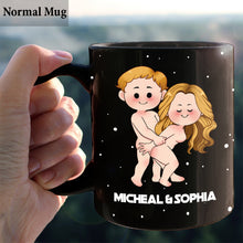 Load image into Gallery viewer, Personalized Black Coffee Mug Custom Couple Names Gift Idea
