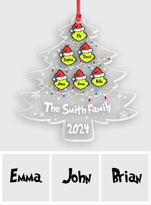 Personalized Grinch Family Transparent Christmas Ornament 2024