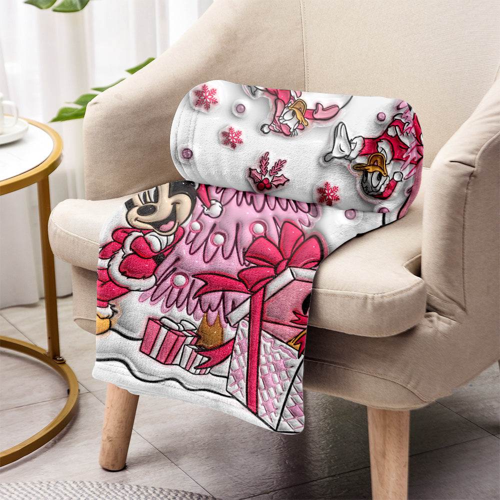 Personalized Let It Snow Mouse Blanket Custom Name Soft Flannel Gift