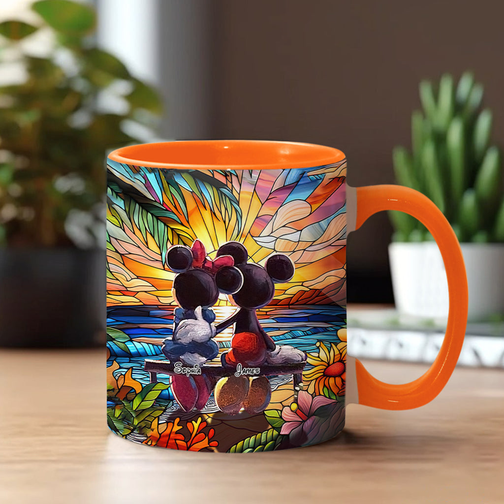 Personalized Sunset Accent Mug Custom Name Gift for Couples