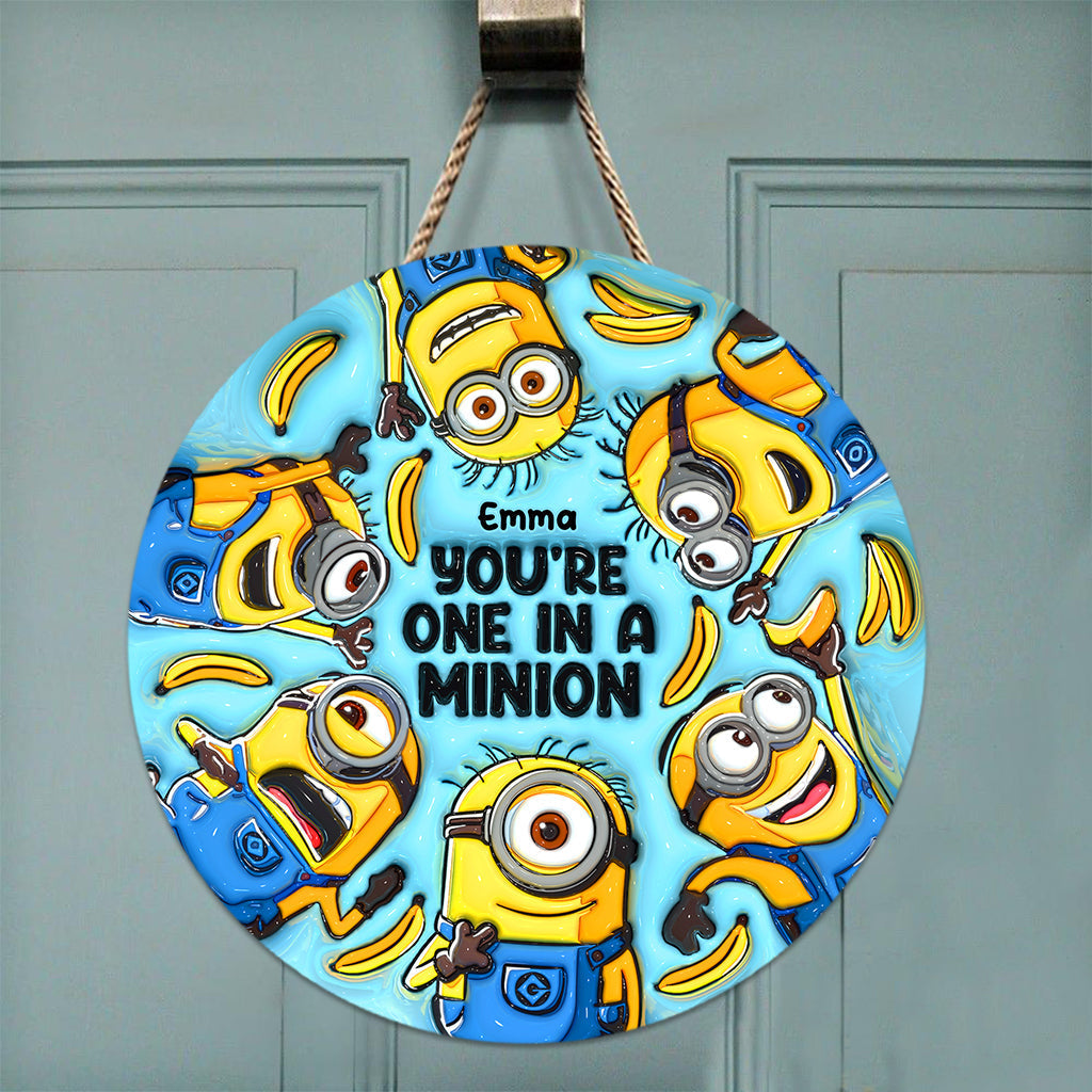 Personalized Round Wood Sign with Minions Design for Kids