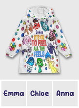 Load image into Gallery viewer, Personalized Hoodie Blanket with Feelings Design for Kids

