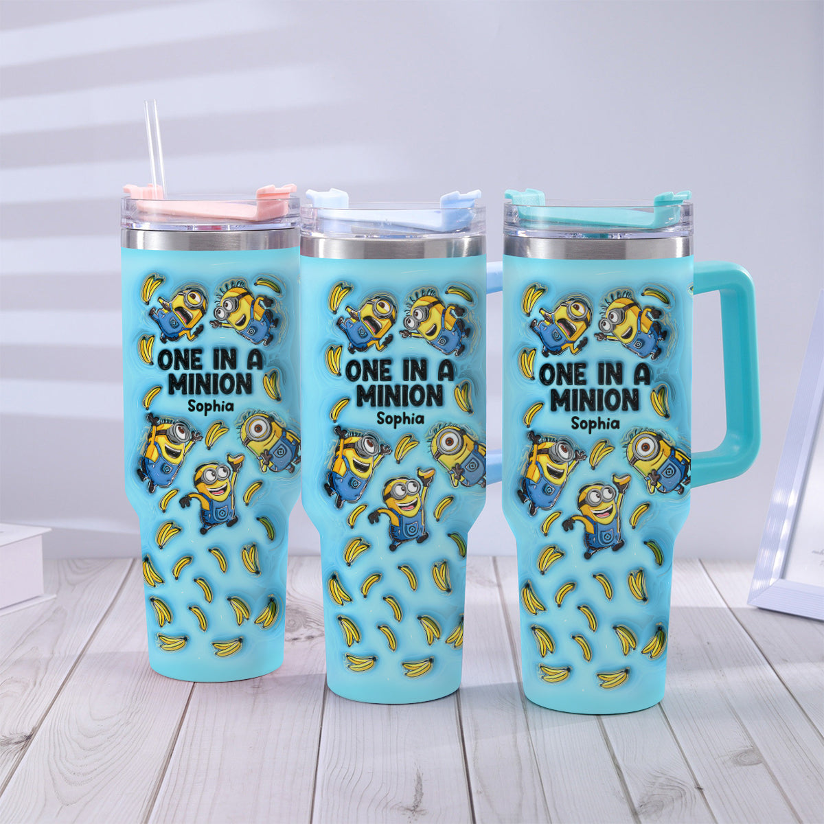 Personalized Minion Tumbler with Handle - Custom Name Gift