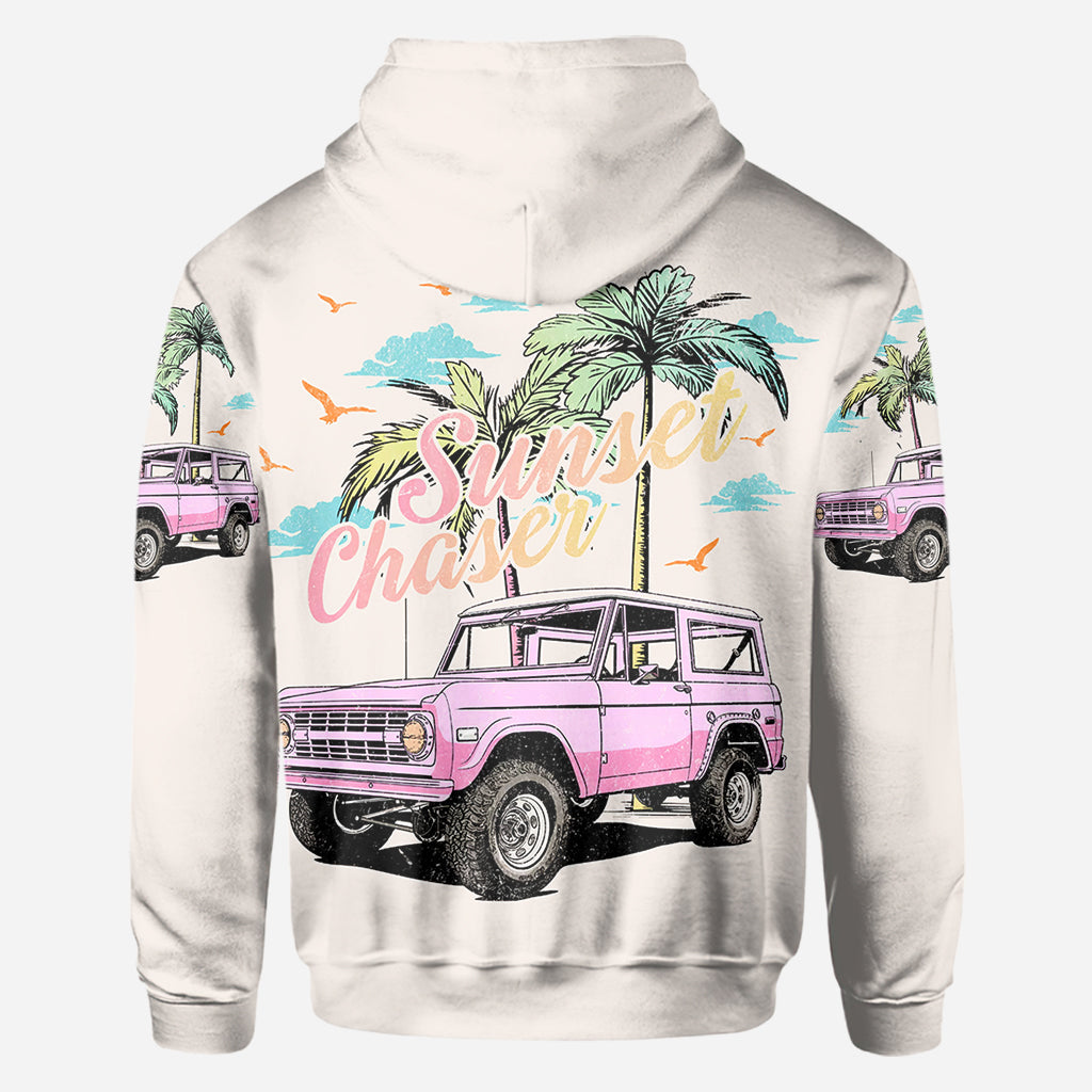 Personalized Sunset Chaser All Over Shirt with Custom Name for Beach Lovers
