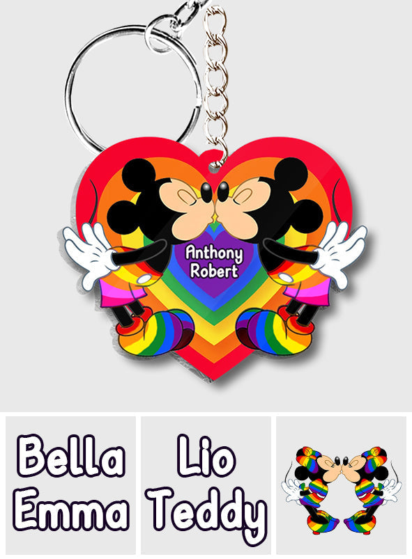 Personalized Acrylic LGBT Support Keychain for Couples | Love Is Love