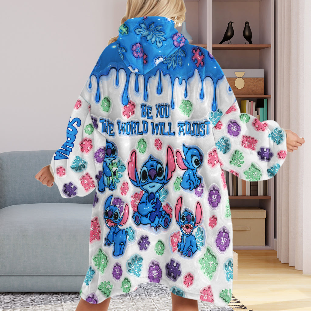 Personalized Autism Awareness Blanket Hoodie Custom Name Gift