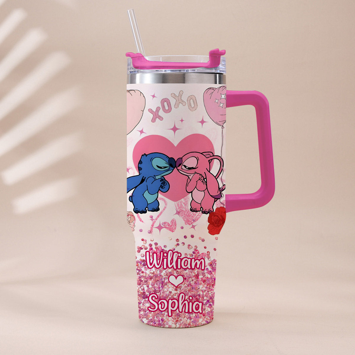 Personalized Ohana Tumbler with Handle Custom Name Gift for Couples