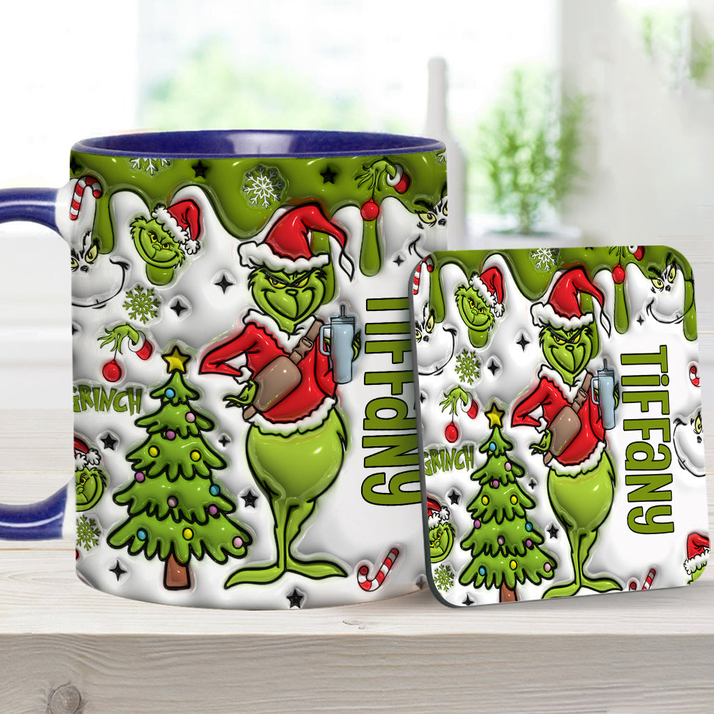 Personalized Grinch Accent Mug Custom Name Gift for Christmas