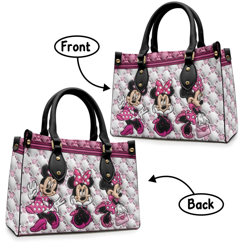 Personalized Pink Leather Handbag with Name - Cute Gift for Mom