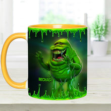 Load image into Gallery viewer, Personalized Green Ghost Accent Mug for Halloween &amp; Birthdays
