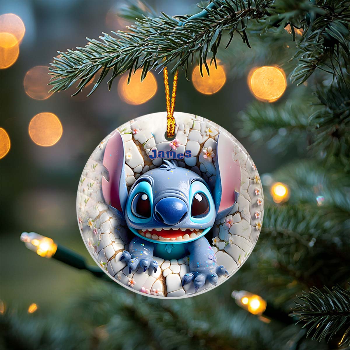 Personalized Ohana Ceramic Ornament Custom Name Gift for Christmas