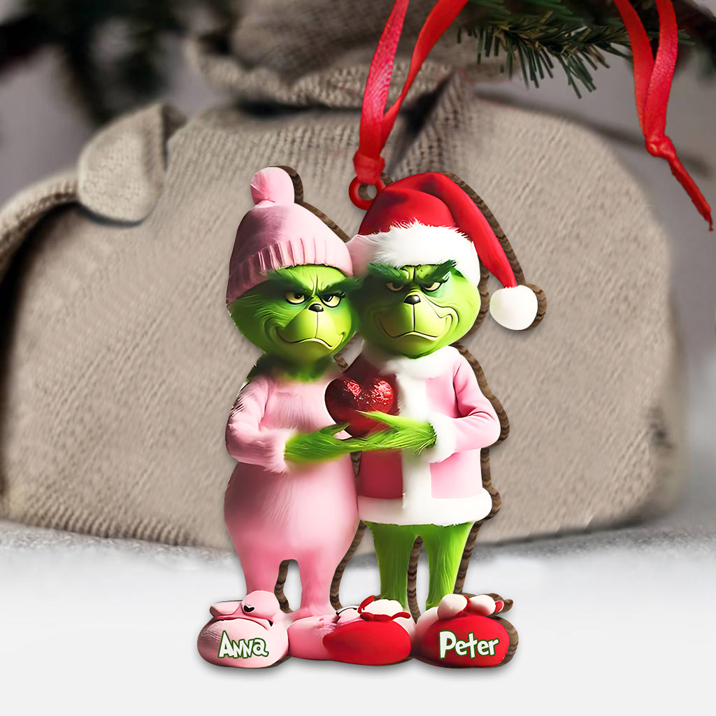 Personalized Grinchy Couple Christmas Ornament Gift