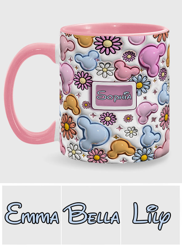 Personalized Disney Floral Accent Mug with Custom Name Gift for Mom