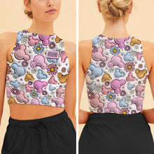 Load image into Gallery viewer, Personalized Floral Mouse Ears Crop Tank Top for Women
