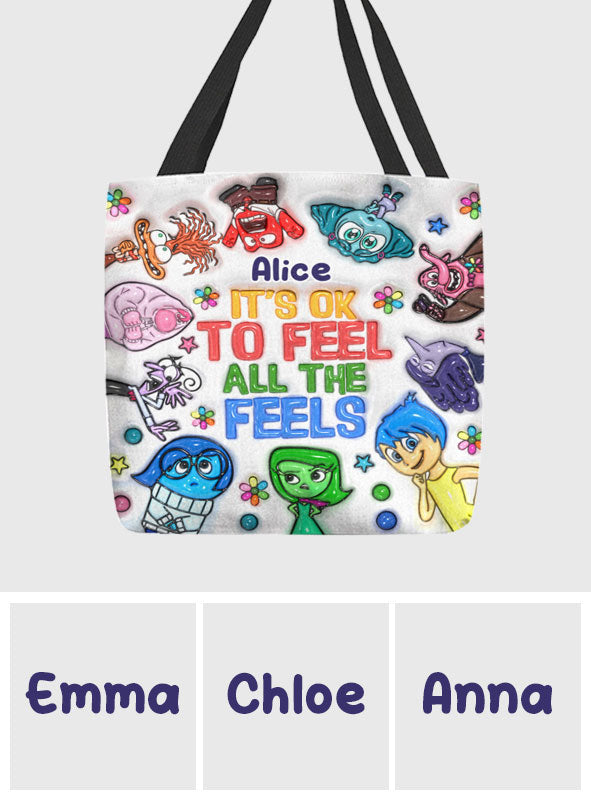 Personalized Tote Bag "It's Ok To Feel All The Feels" Gift for Kids