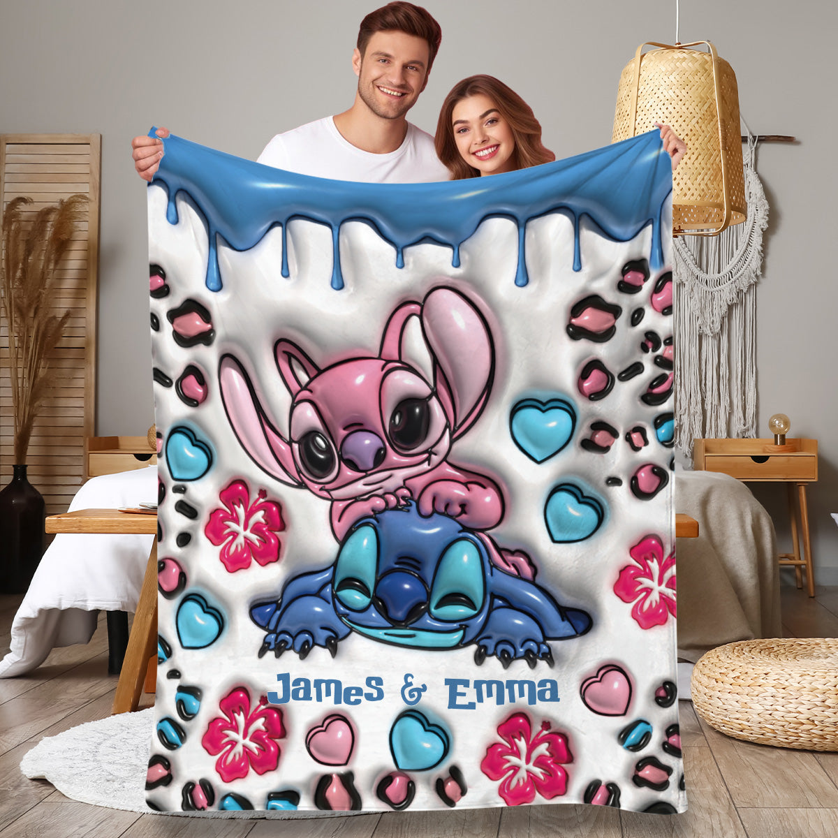 Personalized Double-Sided Flannel Ohana Blanket Gift