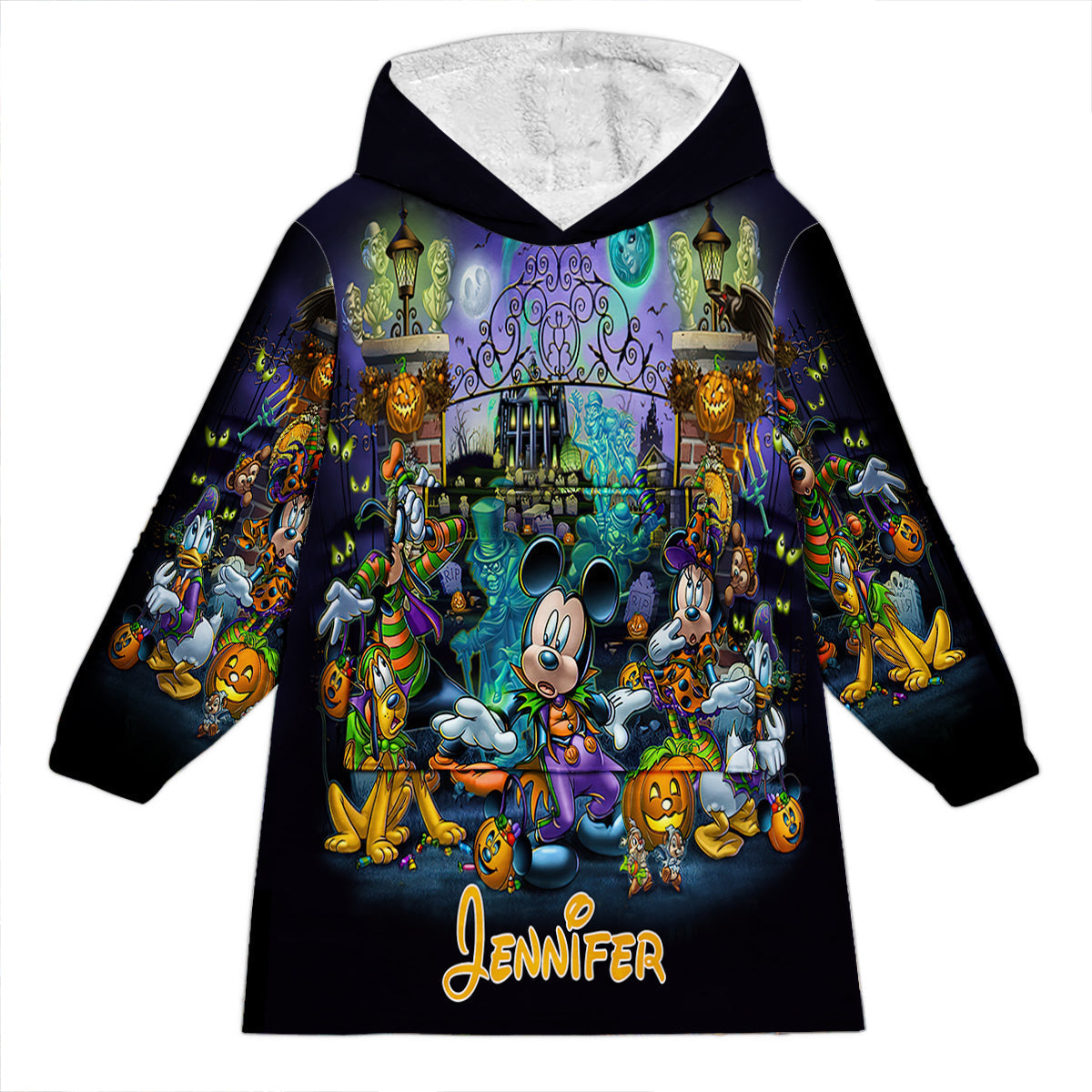 Personalized Halloween Blanket Hoodie Custom Name Gift