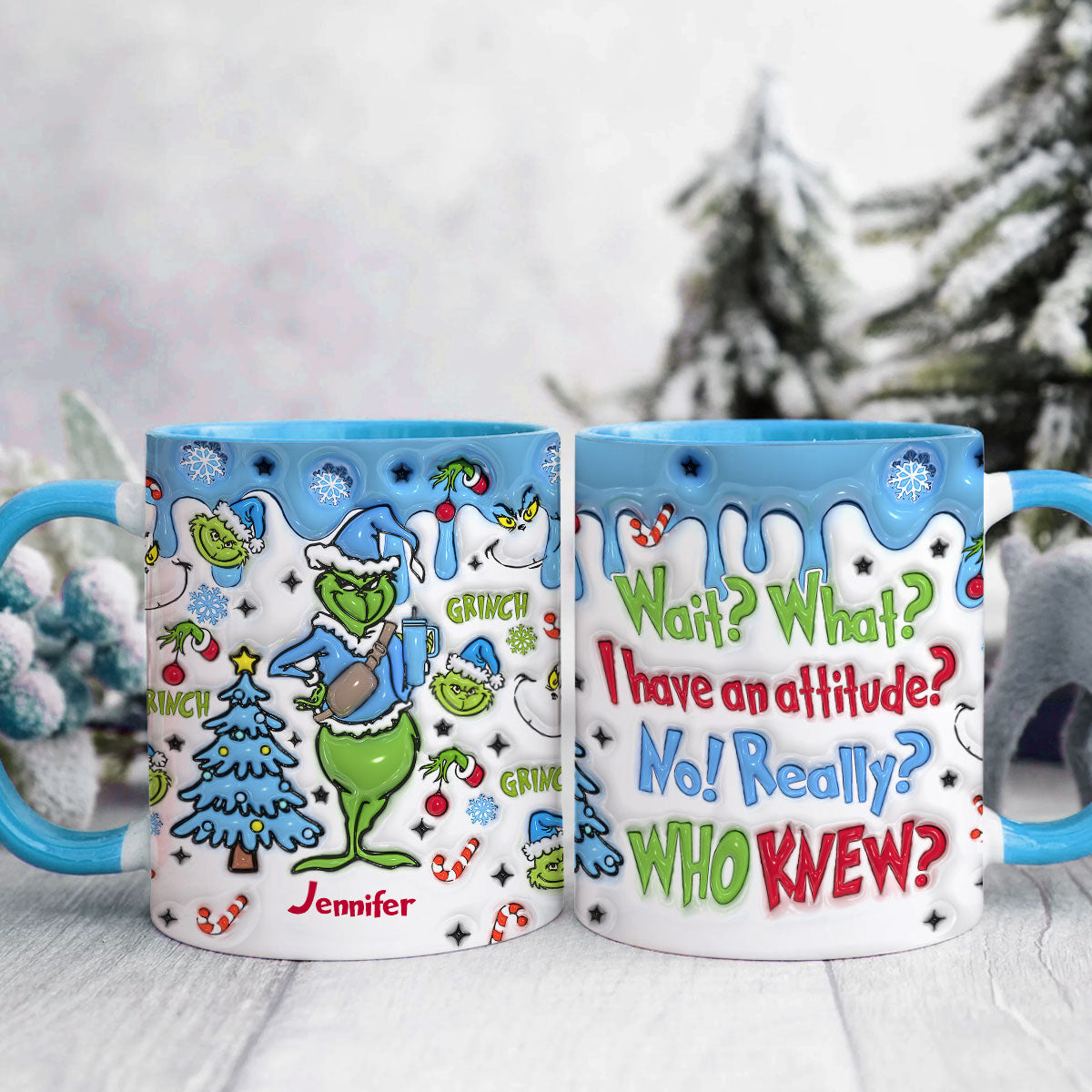 Personalized Grinch Accent Mug Custom Name Christmas Gift
