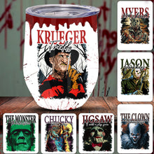 Load image into Gallery viewer, Personalized Halloween Horror Characters Wine Tumbler Gift

