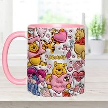 Load image into Gallery viewer, Personalized Accent Mug with Cute Pooh Bear Design for Valentine’s Day or Wedding Gift
