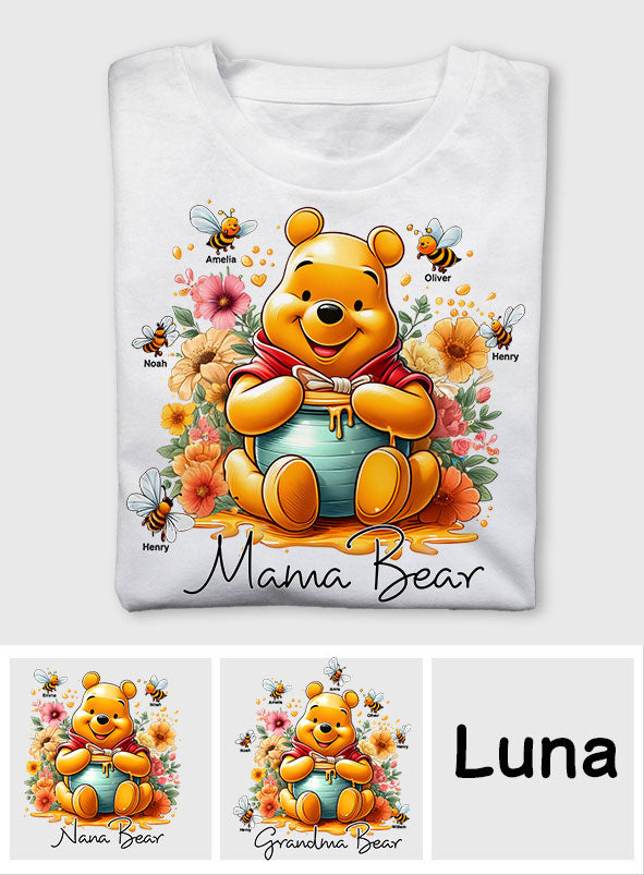 Personalized Mama Bear T-Shirt & Hoodie with Floral Design for Mom