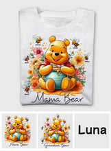 Load image into Gallery viewer, Personalized Mama Bear T-Shirt &amp; Hoodie with Floral Design for Mom
