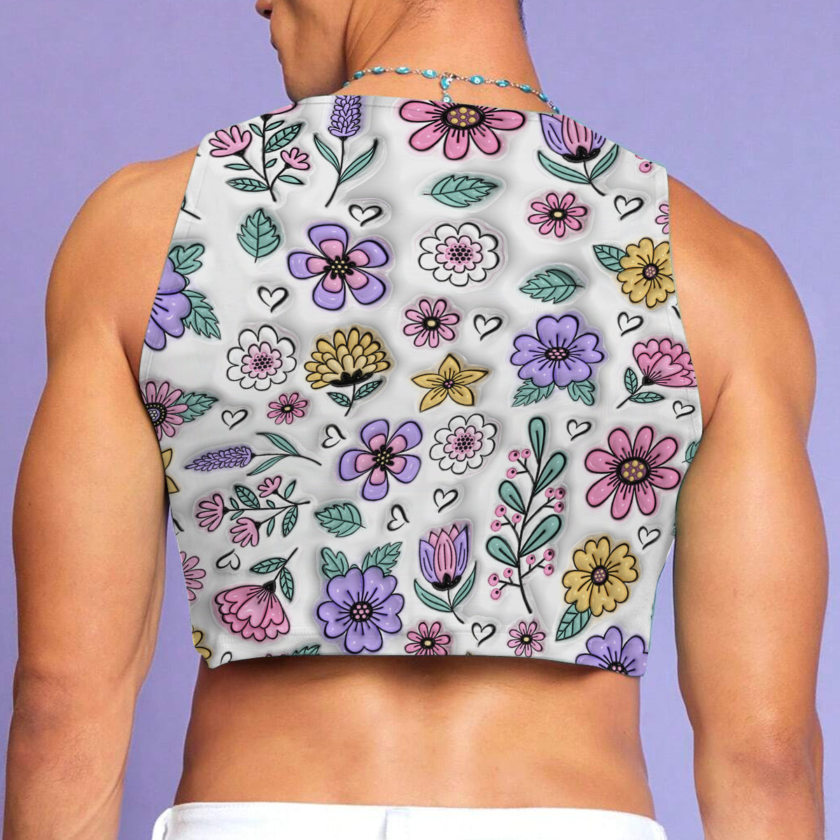 Personalized Floral Print Crop Tank Top Custom Name Gift