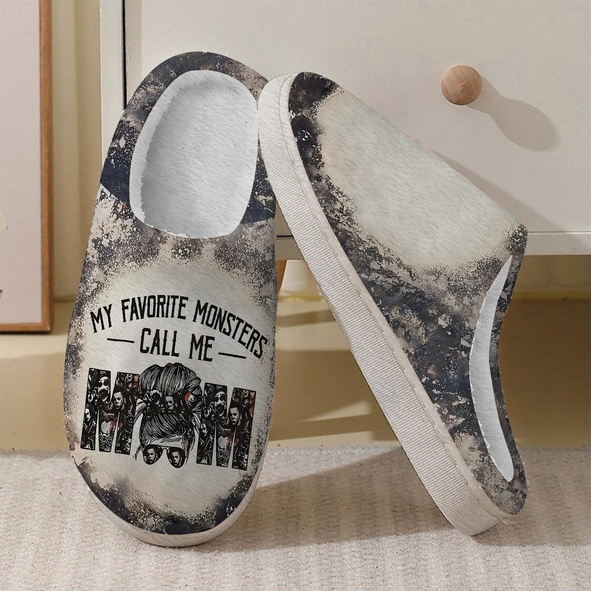 Personalized Mother Slippers My Favorite Monsters Call Me Mom Gift
