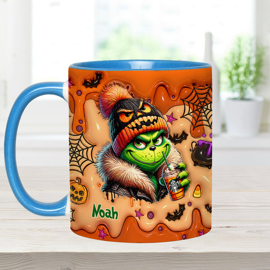 Personalized Halloween Grinch Accent Mug Custom Name Gift