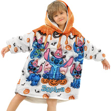 Load image into Gallery viewer, Personalized Spooky Ohana Blanket Hoodie with Custom Name
