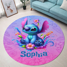 Load image into Gallery viewer, Personalized Ohana Round Rug Custom Name Fun Décor Gift
