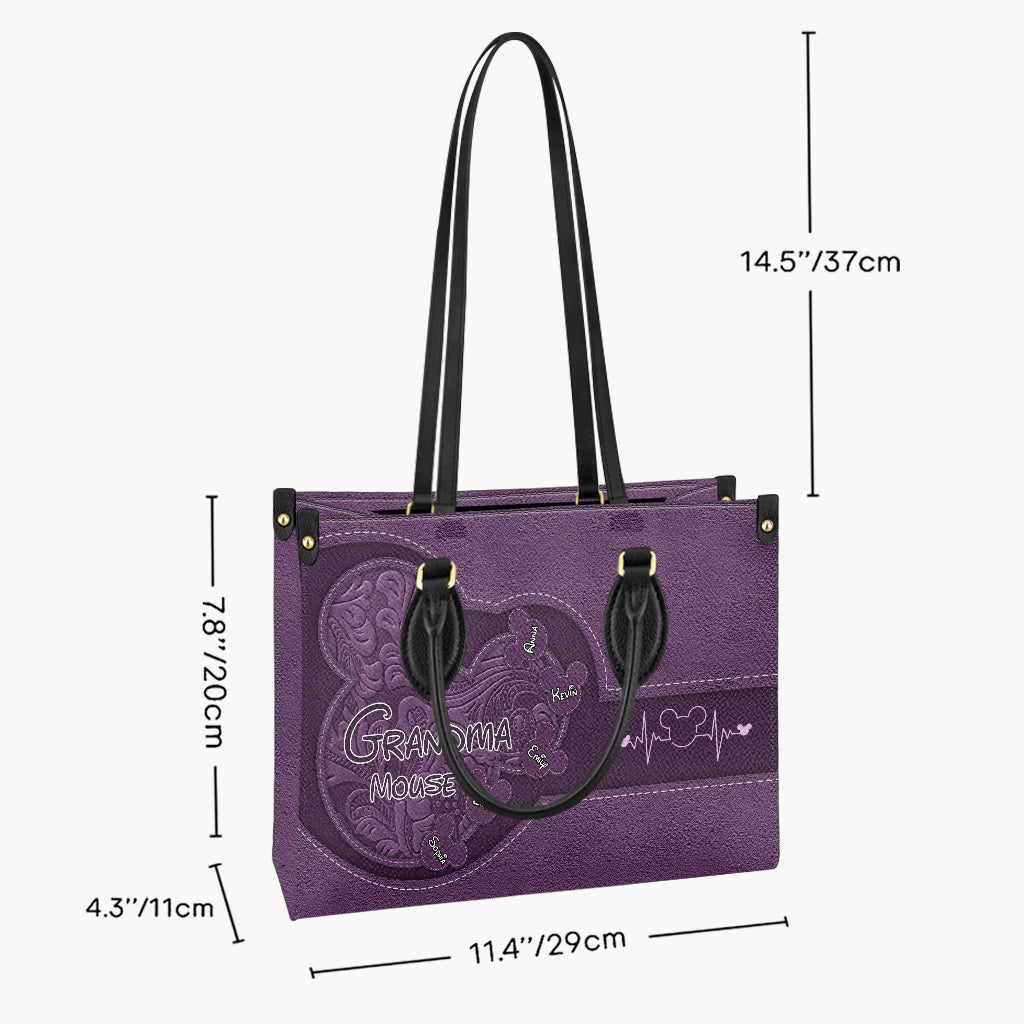 Personalized Mouse Ears Leather Handbag Custom Name Gift for Grandma
