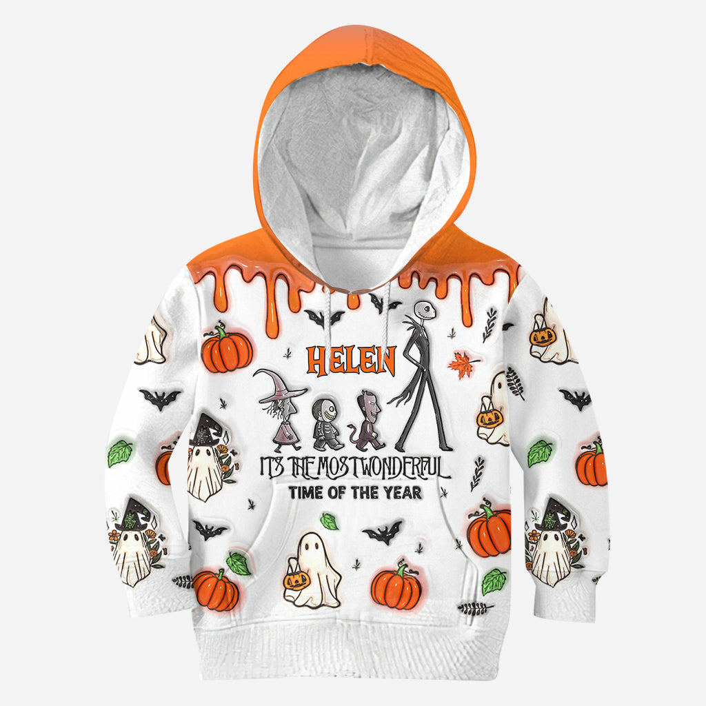 Personalized Autumn Skeleton All Over Shirt Custom Name Halloween Gift