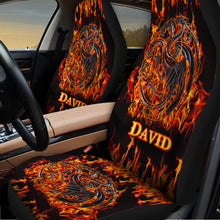 Load image into Gallery viewer, Personalized Fire Dragons Seat Covers Custom Name Gift for Car
