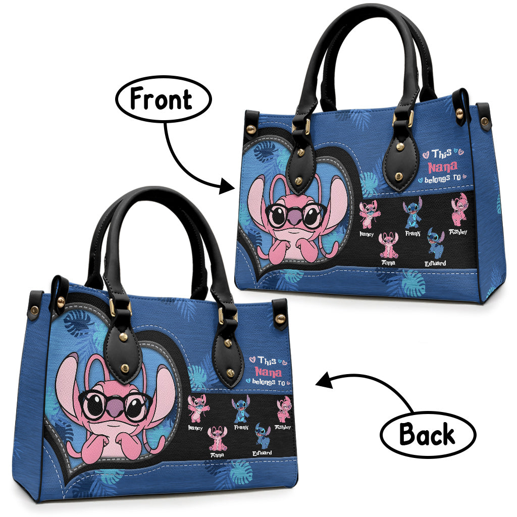Personalized Leather Handbag Custom Family Title Gift for Grandma