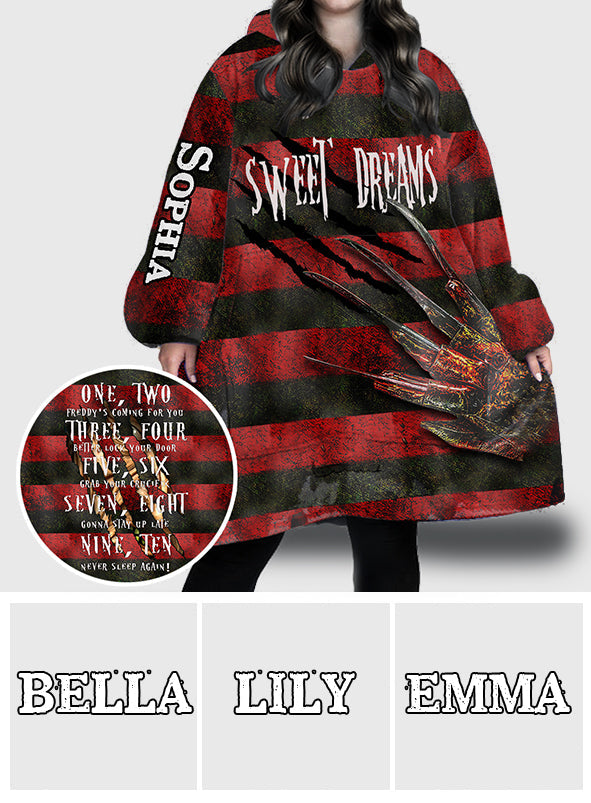 Personalized Sweet Dreams Blanket Hoodie Custom Name Gift for Halloween