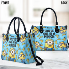 Load image into Gallery viewer, Personalized Minion Leather Handbag with Custom Name Gift for Her
