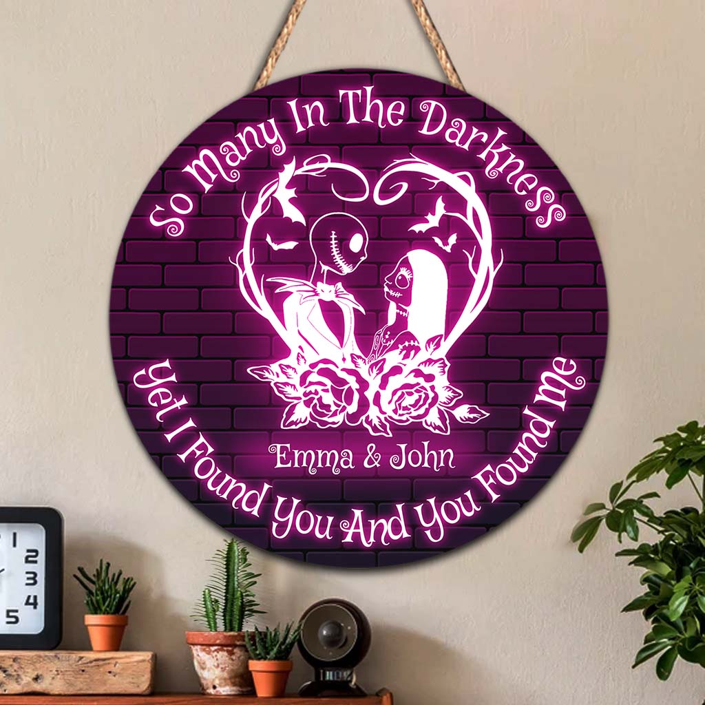 Personalized Halloween Round Wood Sign Custom Name Gift for Couple