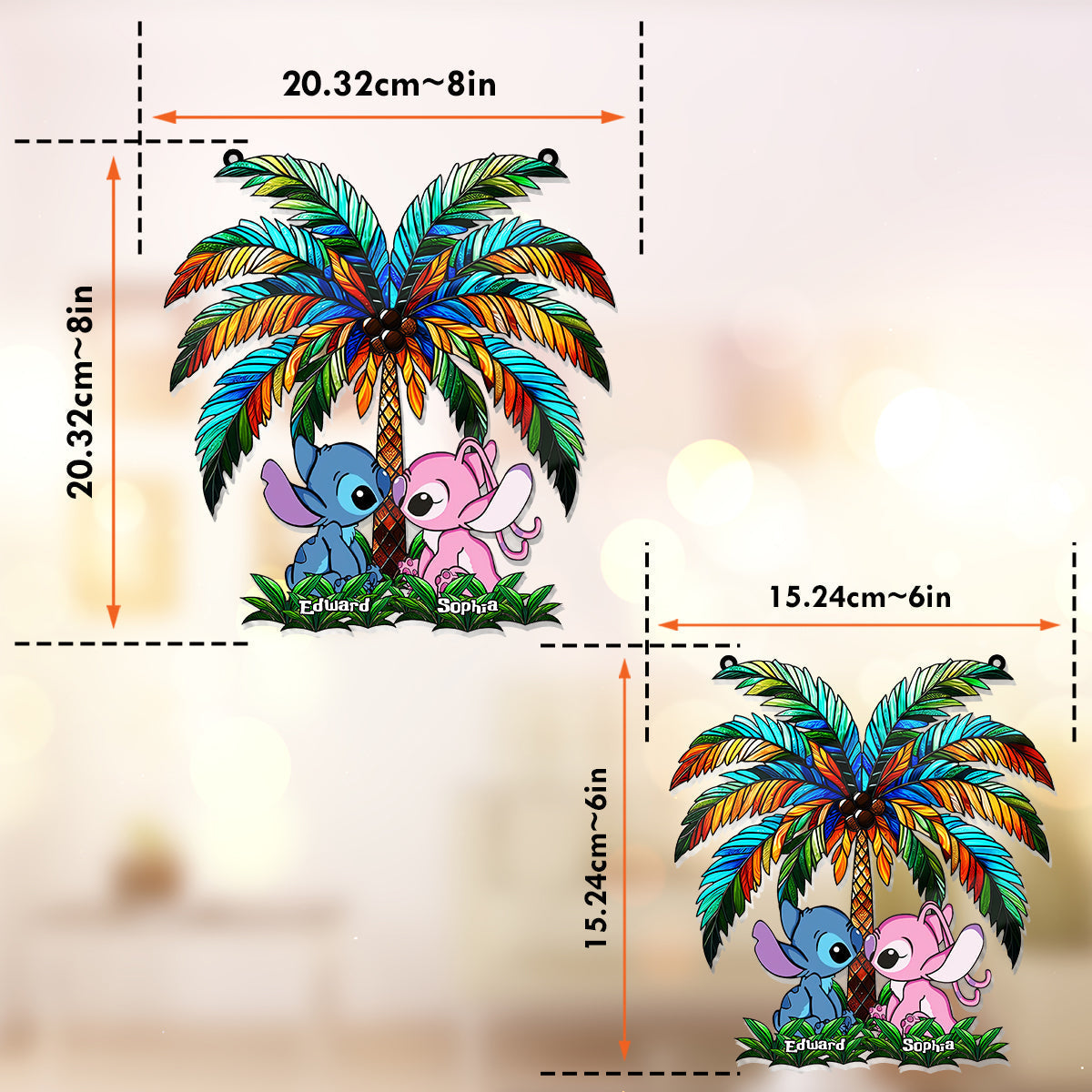 Personalized Ohana Suncatcher Ornament for Couples | Romantic Decor