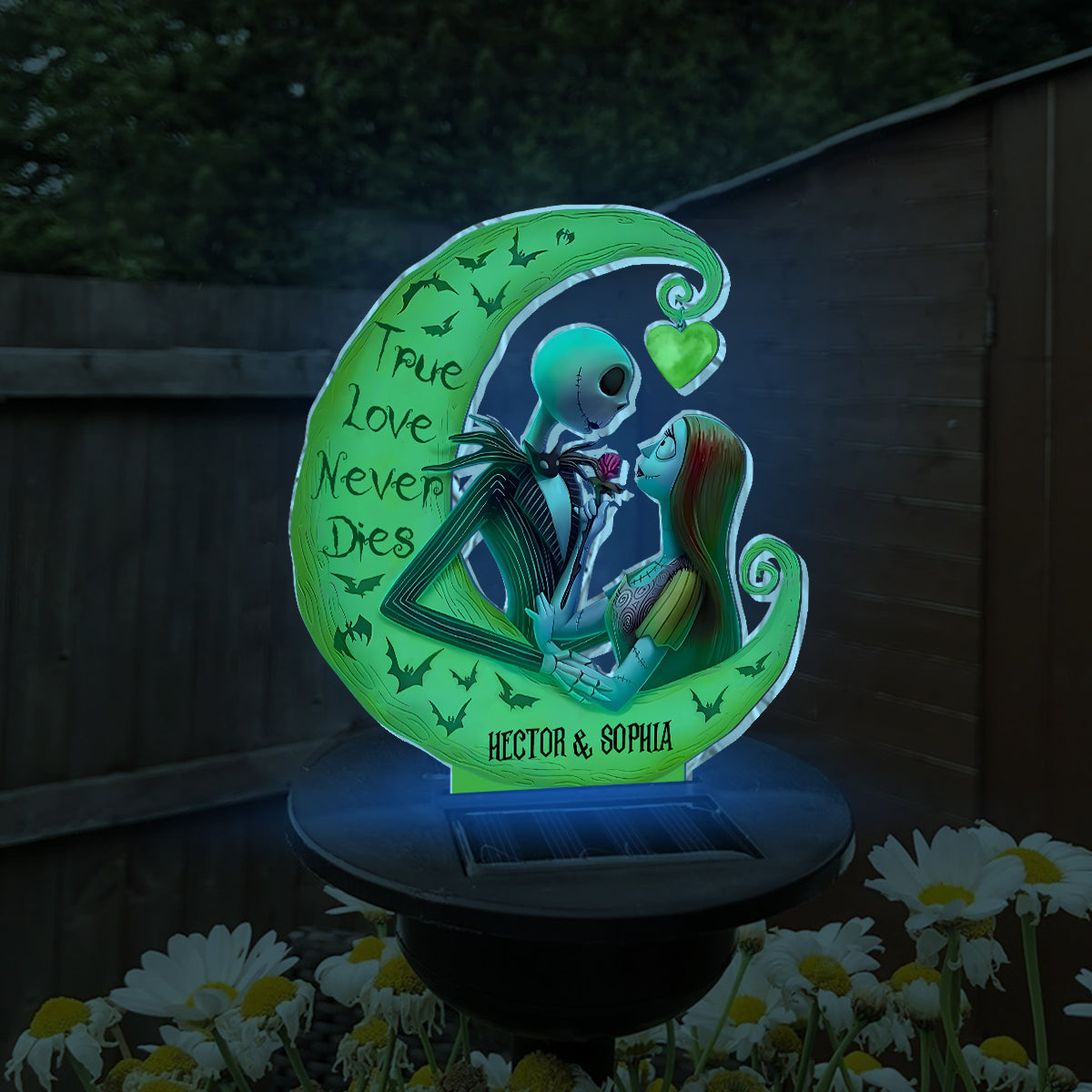 Personalized Nightmare Garden Solar Light with True Love Design for Couples