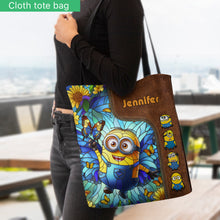 Load image into Gallery viewer, Personalized Stained Glass Minion Tote Bag Custom Name Gift
